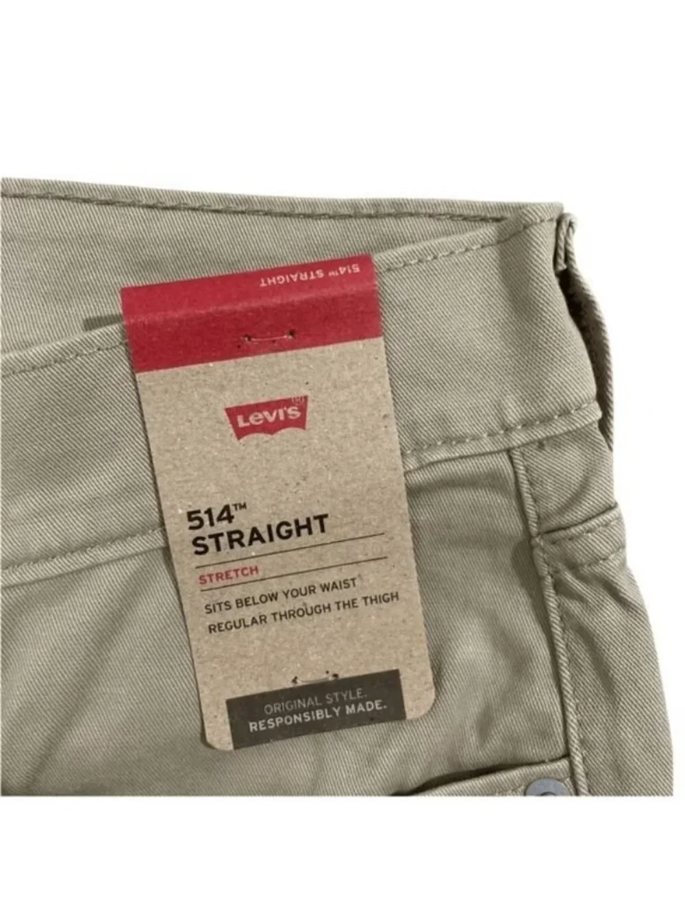 Levi’s 514 Straight Fit Men’s Jeans Khaki Tan 36x30 Stretch NWT